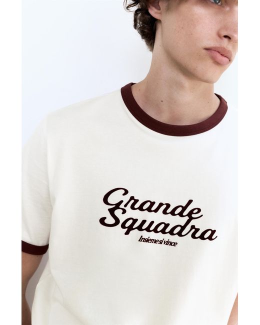 Pull&Bear Brown Grande Squadra Short Sleeve T-Shirt for men