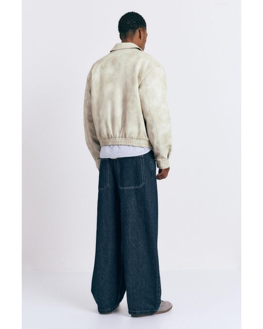 Pull&Bear Blue Leather Effect Jacket for men