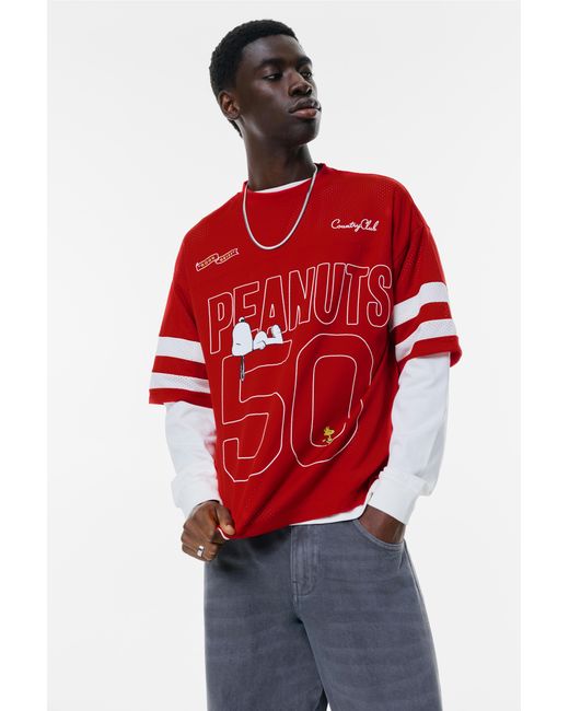 Pull&Bear Mesh Snoopy T-Shirt in het Red voor heren