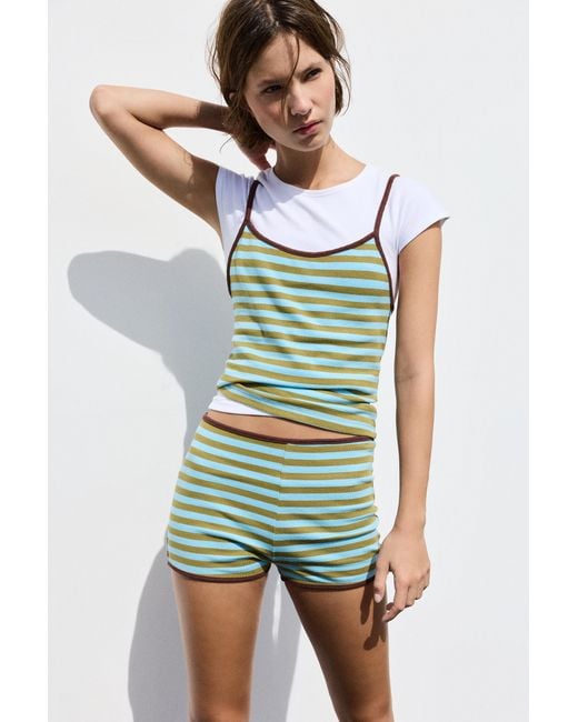 Pull&Bear Green Striped Strappy Top