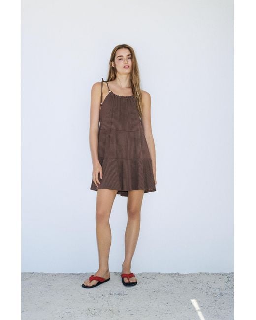 Pull&Bear Gray Paneled Strappy Dress