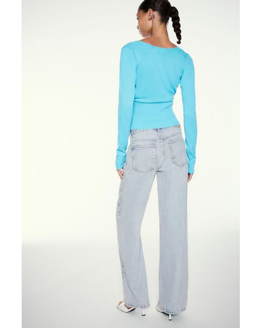Pull&Bear Blue Studded Baggy Jeans