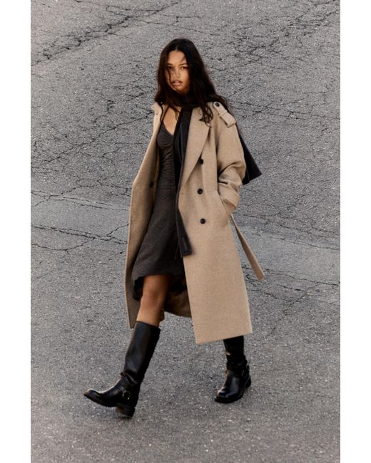 Pull&Bear Natural Felt Texture Trench Coat