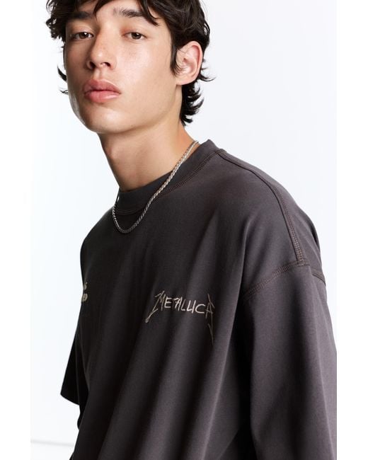 Pull&Bear Black Metallica T-Shirt for men