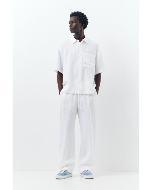 Pull&Bear Blue 100% Linen Jogger Trousers for men