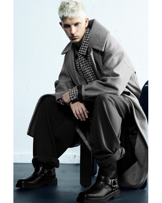 Pull&Bear Black Biker Boots for men