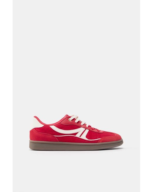 Pull&Bear Red Retro Trainers With Detail