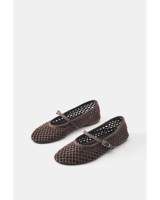 Pull&Bear White Crochet Ballerina Shoes