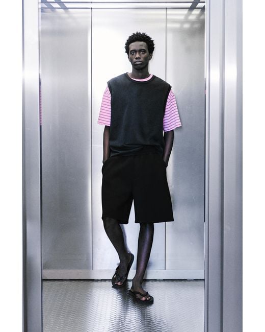 Pull&Bear Blue Neoprene-Effect Jogger Bermuda Shorts for men