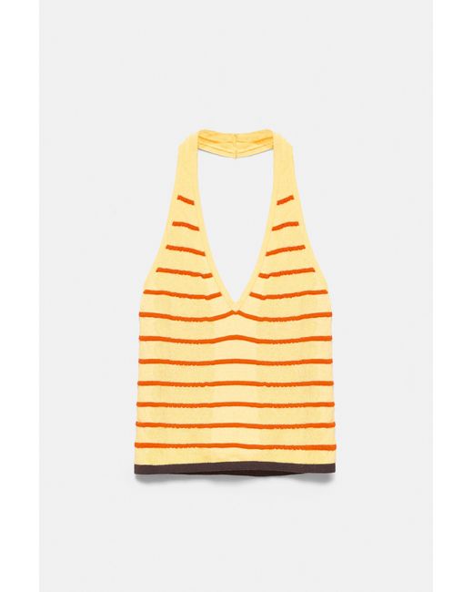 Top Halter A Righe di Pull&Bear in Natural