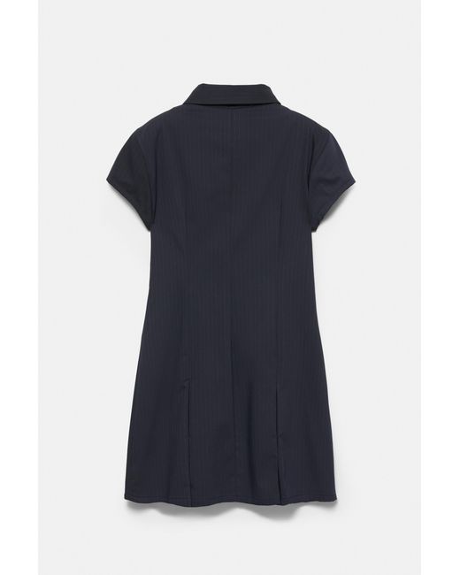 Pull&Bear Blue Short Pinstripe Dress With Box Pleats