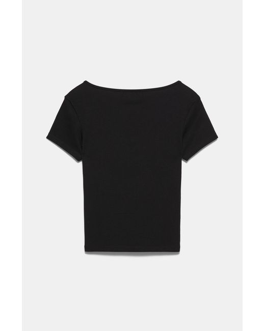 Pull&Bear Black V-Neck T-Shirt
