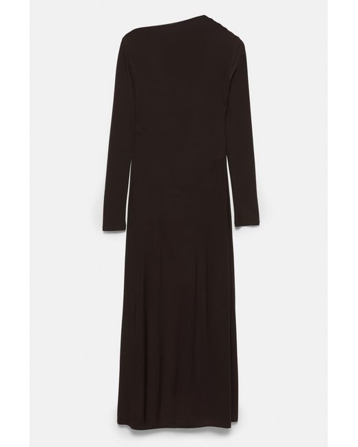 Pull&Bear Black Soft Draped Midi Dress