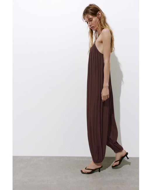 Pull&Bear Brown Flowing Sarouel Jumpsuit