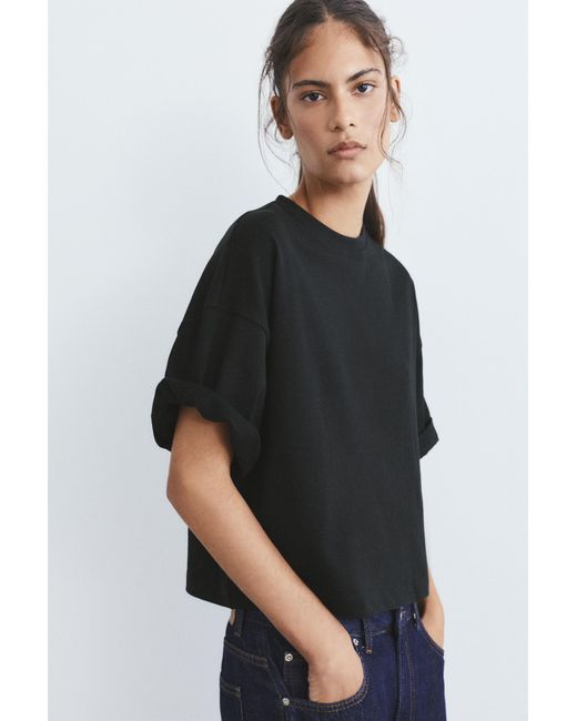 Pull&Bear Black Boxy Short Sleeve T-Shirt