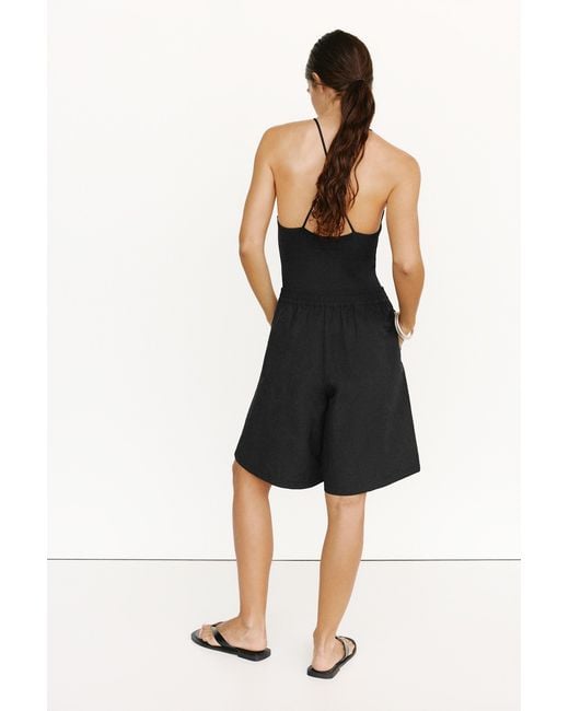 Pull&Bear Black Technical Bermuda Shorts