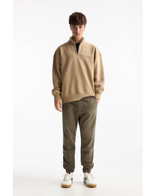 Pull&Bear Natural Soft Knit Joggers for men