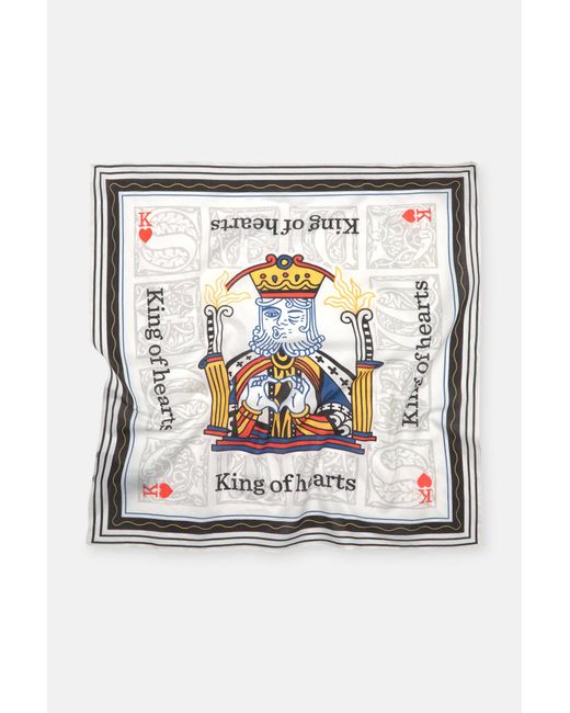 Pull&Bear Gray King Of Hearts Bandana Scarf for men