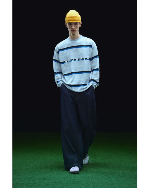 Pull&Bear Black Playstation X Stwd Striped T-Shirt for men