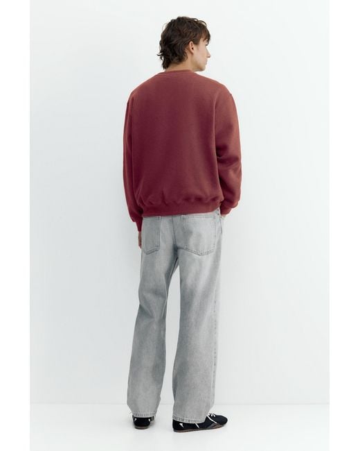 Pull&Bear Red Relaxed Fit Sweatshirt for men