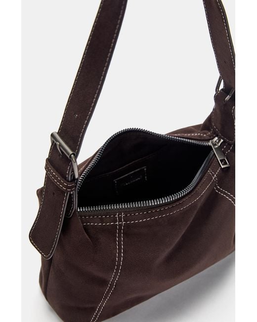 Pull&Bear White Schultertasche Mit Nähten