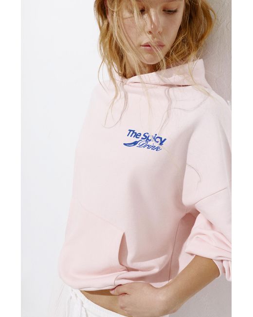Pull&Bear Pink Graphic Cup Hoodie