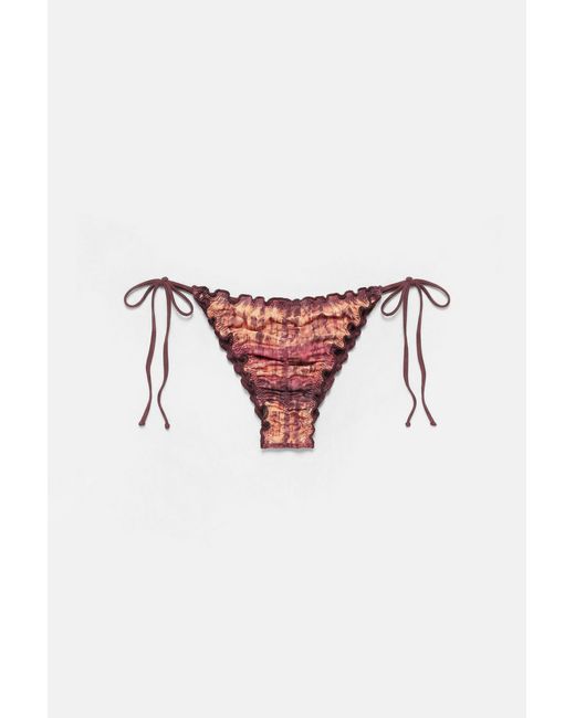 Pull&Bear Green Tie-Dye Frill Bikini Top