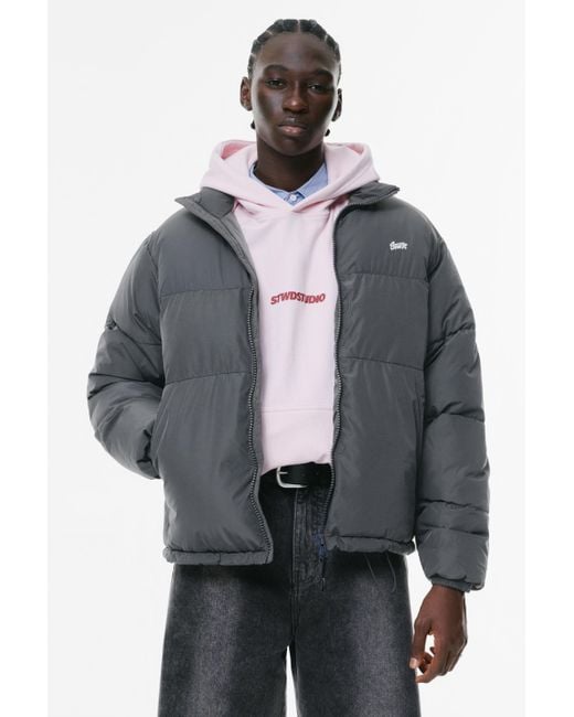 Pull&Bear Gray Stwd Combined Puffer Jacket for men