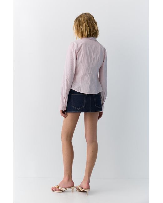 Pull&Bear Blue Darted Fitted Shirt