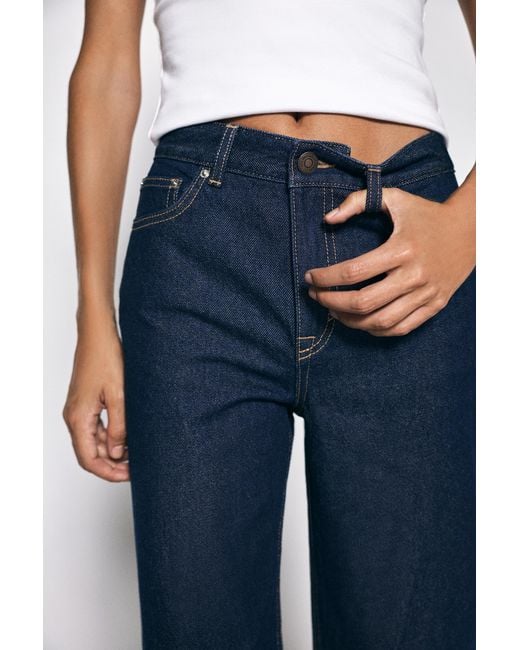 Pull&Bear Blue High-Waist Wide-Leg Jeans