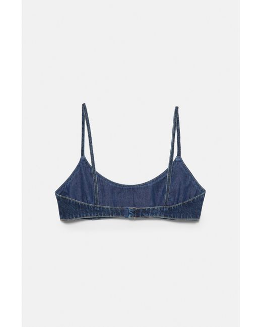 Pull&Bear Blue Denim Eyelet Top
