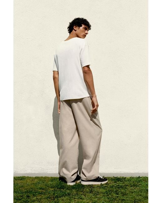 Pull&Bear White Basic Henley T-Shirt for men