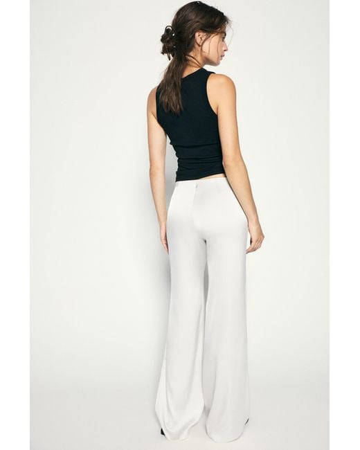 Pull&Bear Gray Satin Straight-Leg Trousers
