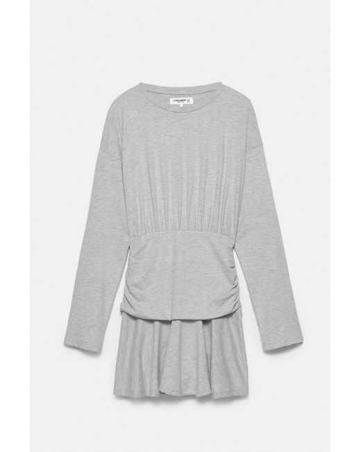 Pull&Bear White Short Gathered Dress