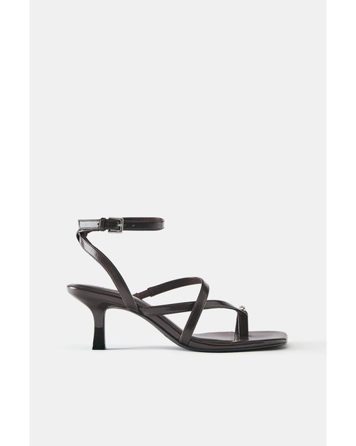 Pull&Bear Brown Heeled Sandals With Strap Detail