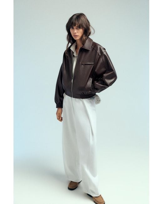 Pull&Bear Black Leather Effect Dad Jacket