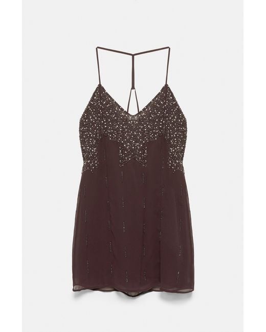 Pull&Bear Brown Sequin Strappy Dress