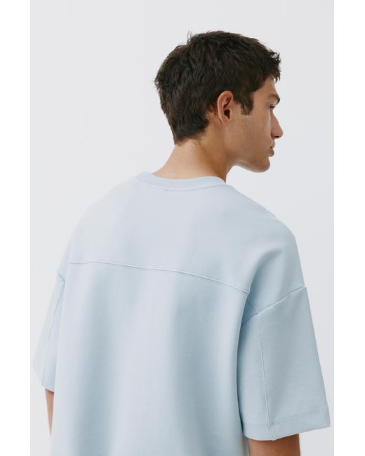 Pull&Bear Blue Interlock Short Sleeve Sweatshirt for men