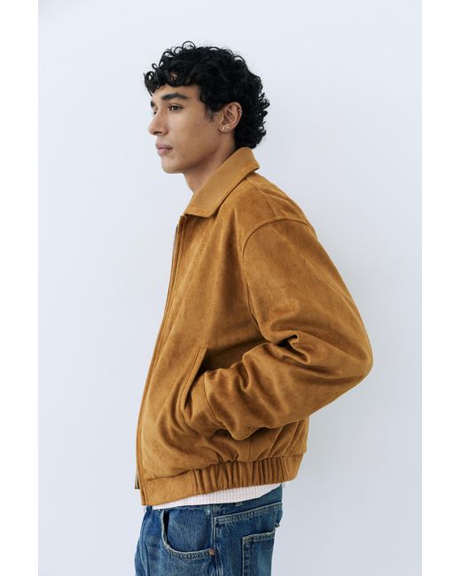 Pull&Bear Blue Faux Suede Trucker Jacket for men