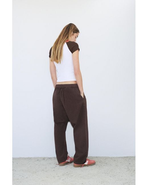 Pull&Bear Brown Drawstring Sarouel Baggy Trousers
