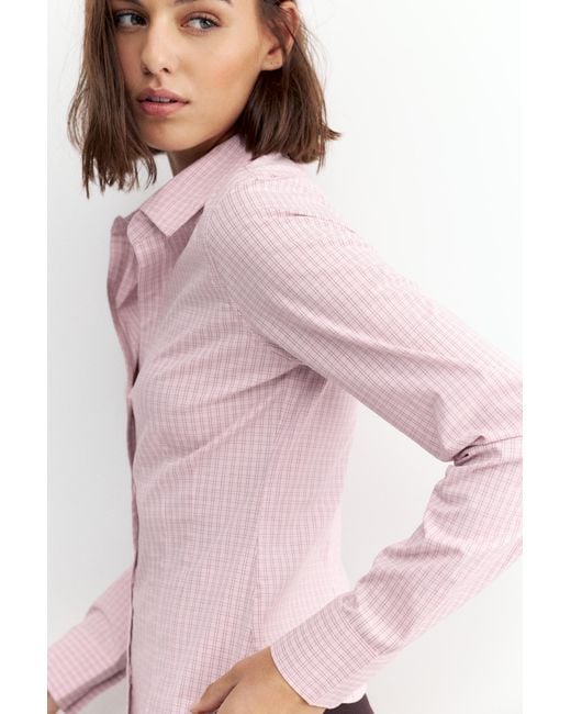 Pull&Bear Pink Fitted Wide-Cuff Shirt