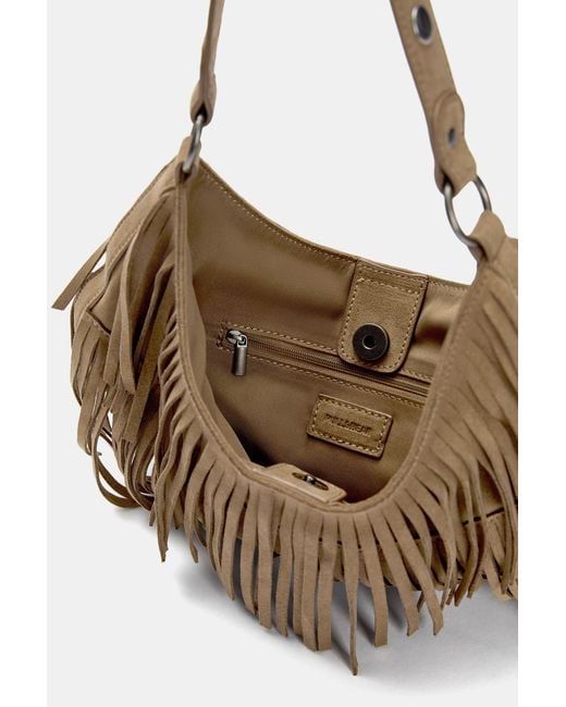 Pull&Bear Brown Schultertasche Mit Fransen