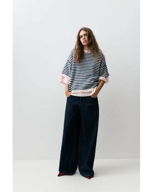 Pull&Bear Black Boxy Short Sleeve Jumper