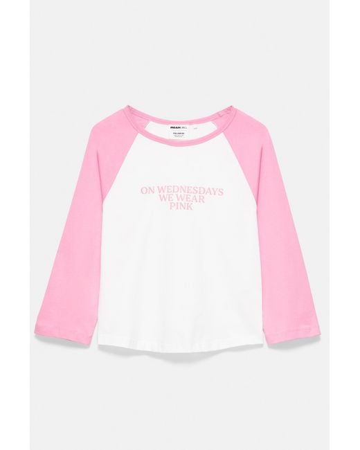 Pull&Bear White Mean Girls Raglan Sleeve T-Shirt