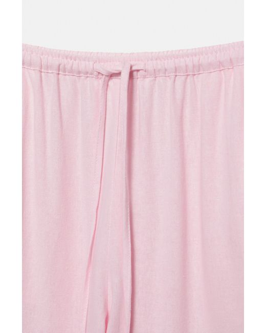 Pull&Bear Soepelvallende Broek Met Linnen in het Multicolor