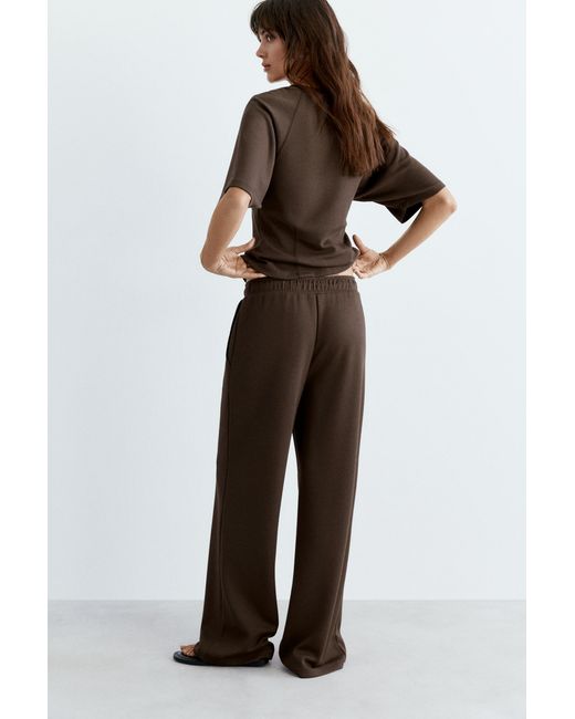 Pull&Bear White Soft-Touch Wide-Leg Trousers