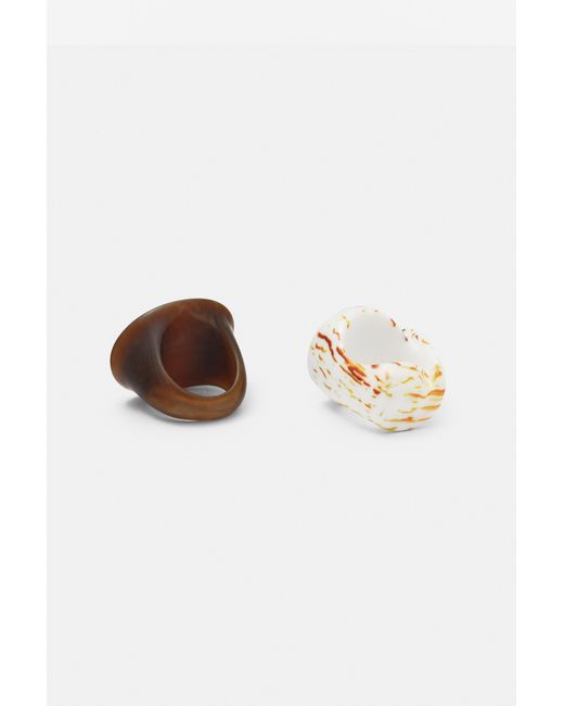 Pull&Bear White Pack Of Shell Rings