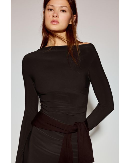Pull&Bear Black Soft Draped Midi Dress