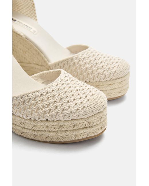 Pull&Bear Natural Espadrilles Keilabsatz Häkelspitze