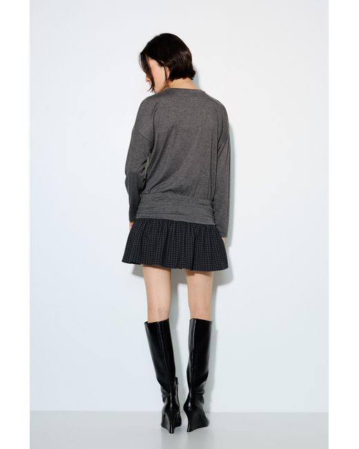 Pull&Bear Gray Combined Checked Short Dress